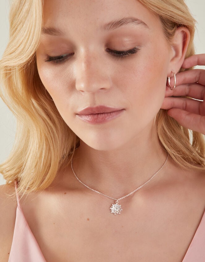 Flower Gem Pendant Necklace, , large