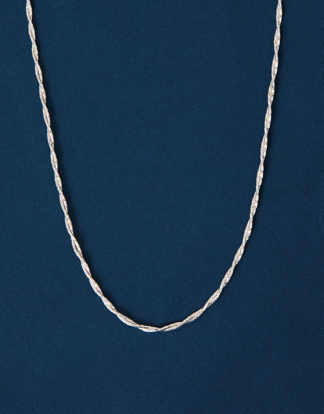 Sterling Silver-Plated Twist Chain Necklace, , large