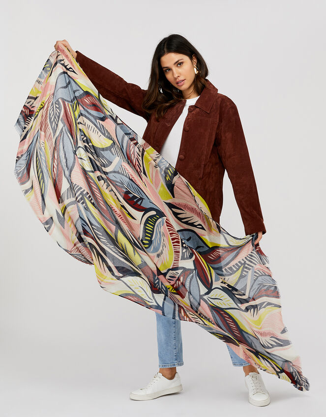 Abstract Printed Scarf in Recycled Polyester, , large