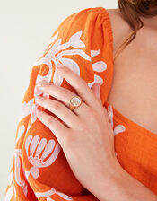 Mother of Pearl Circle Leaf Ring, Gold (GOLD), large