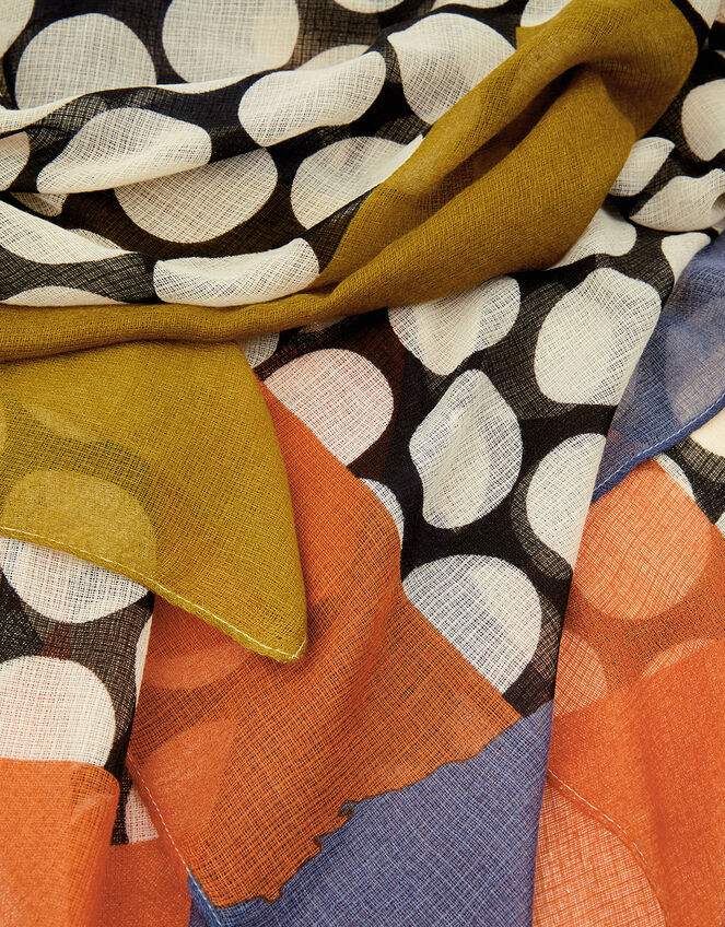 Large Polka-Dot Print Scarf, , large