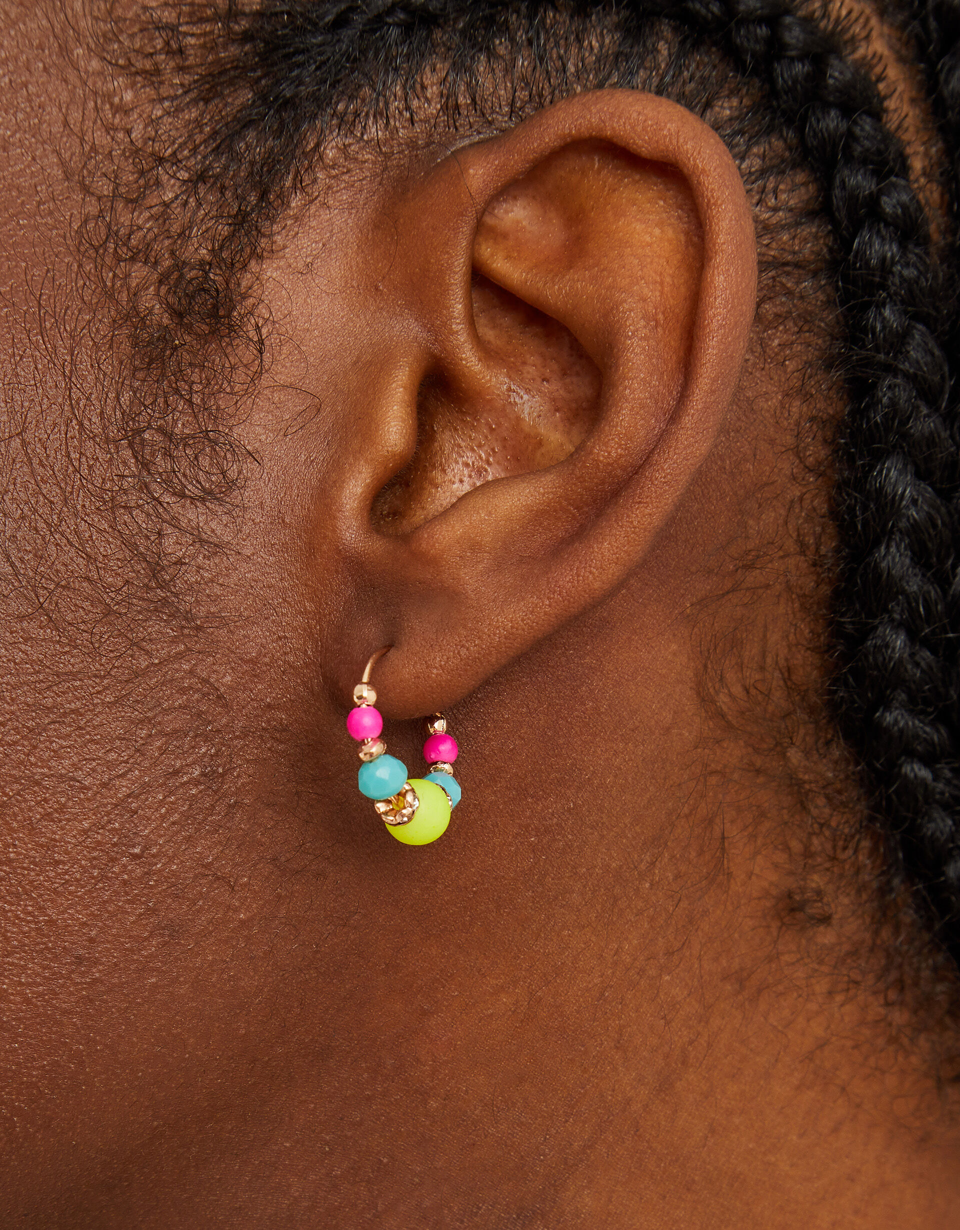 Enchanted Mini Beaded Hoop Earrings, Black main image 1
