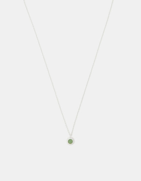 Sterling Silver Healing Stone Pendant Necklace, Green (GREEN), large