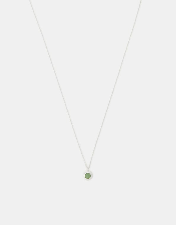 Sterling Silver Healing Stone Pendant Necklace, Green (GREEN), large