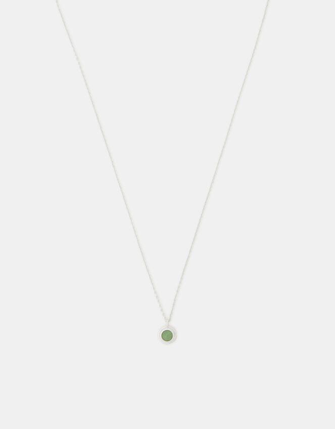 Sterling Silver Healing Stone Pendant Necklace, Green (GREEN), large