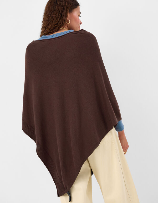 Knit Poncho, Brown (CHOCOLATE), large