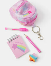 Girls Rainbow Mini Backpack Stationery Set, , large