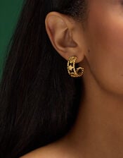 Stainless Steel Celestial Cut-Out Hoop Earrings, , large