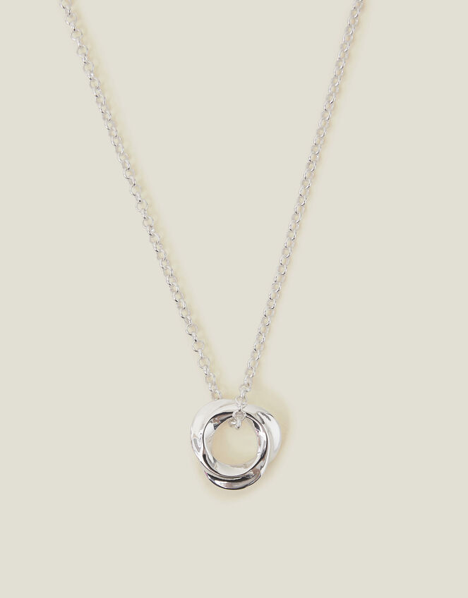 Sterling Silver-Plated Chunky Pendant Necklace, , large