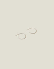 Sterling Silver-Plated Medium Sparkle Hoops, , large
