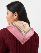 Chain Print Square Satin Scarf, , large