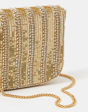 Beaded Fold-Over Clutch Bag, Gold (GOLD), large