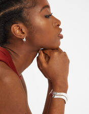 Sterling Silver-Plated Wave Cuff Bangle , , large