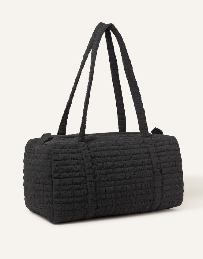 Seersucker Weekend Bag, Black (BLACK), large