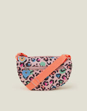 Girls Colourful Leopard Print Cross-Body Bag, , large