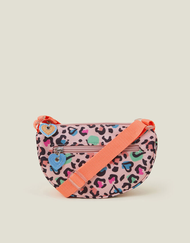 Girls Colourful Leopard Print Cross-Body Bag, , large