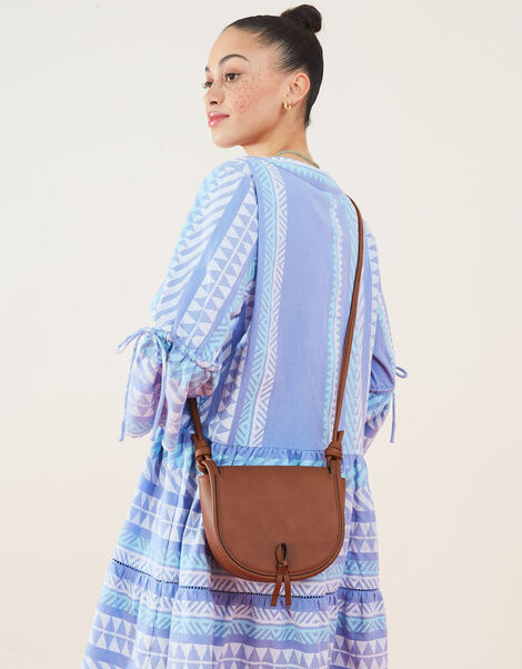 Knot Detail Saddle Cross-Body, Tan (TAN), large