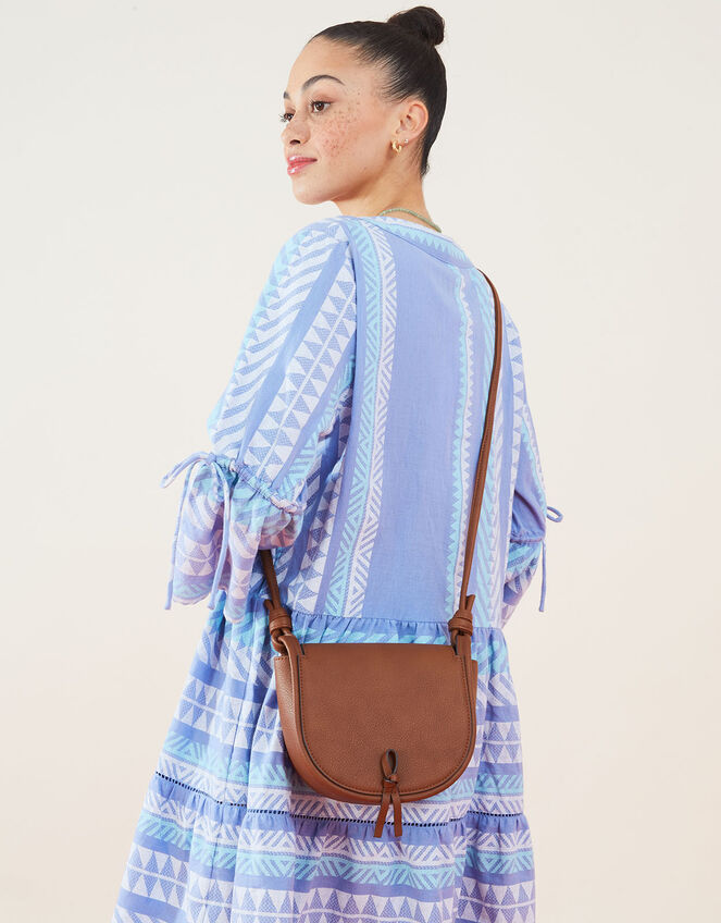 Knot Detail Saddle Cross-Body, Tan (TAN), large