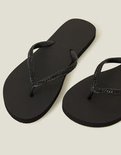 Embellished Flip Flops, Black (BLACK), large