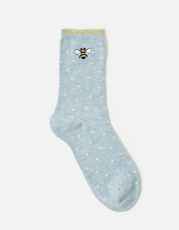 Embroidered Bee Socks, , large