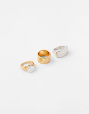 Organic Pearl Chunky Ring Set, Cream (PEARL), large