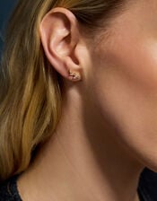 14ct Gold-Plated Mini Climber Stud Earrings, , large