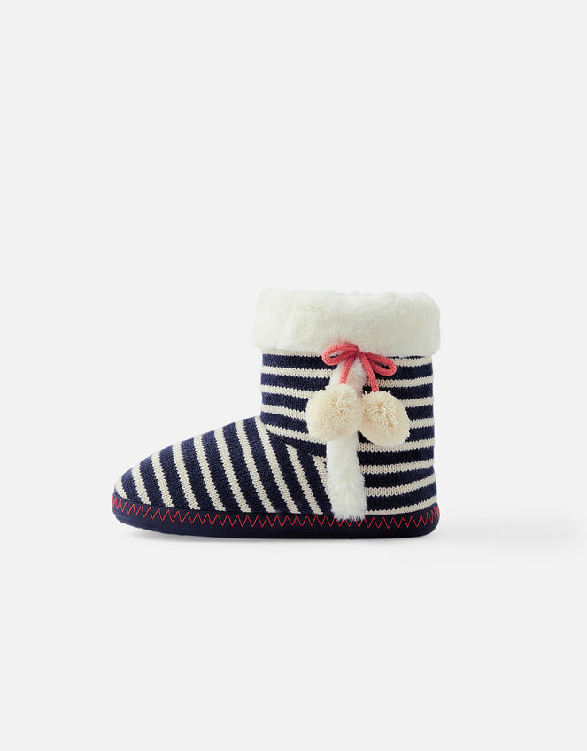 Nautical Knit Slipper Boots, Blue (NAVY), large
