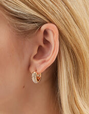 Diamanté Huggie Hoop Earrings, , large