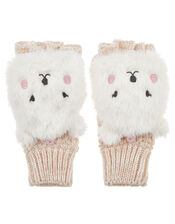 Polar Bear Faux Fur Capped Mittens, Natural (IVORY), large