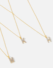 Gold Vermeil White Topaz Initial Necklace , Gold (GOLD), large