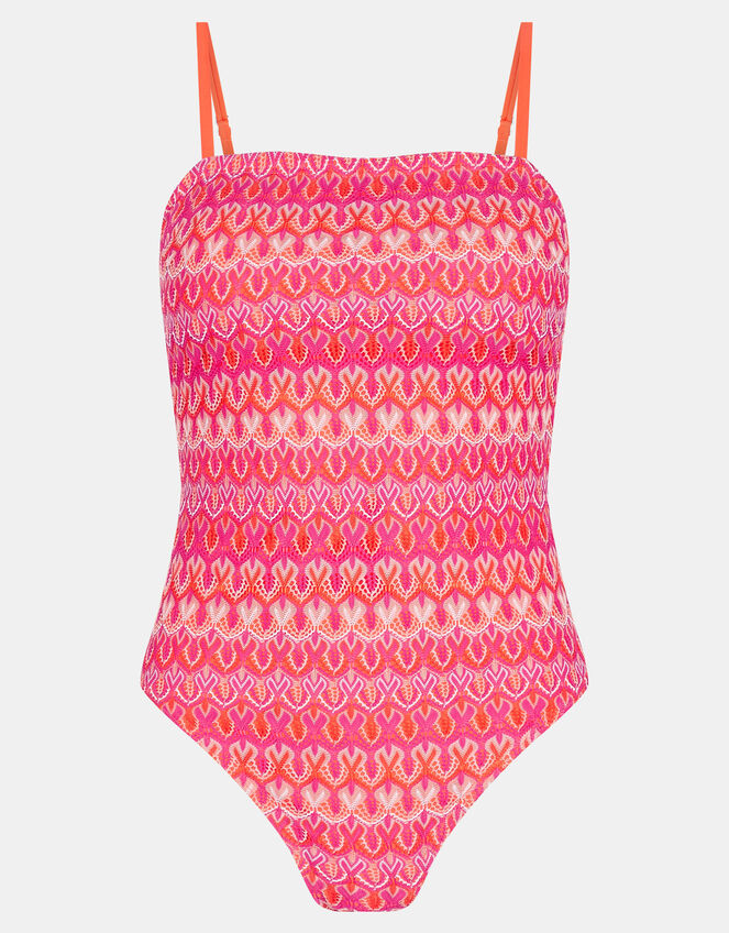 Crochet Bandeau Swimsuit, Multi (BRIGHTS MULTI), large