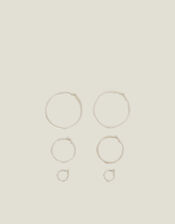 3-Pack Hoop Earrings, Silver (SILVER), large