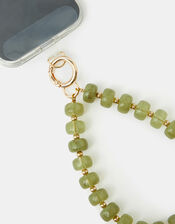 Beaded Wrist Phone Strap, Green (OLIVE), large