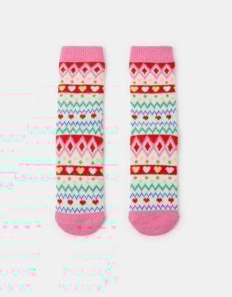 Fair Isle Print Bed Socks, , large