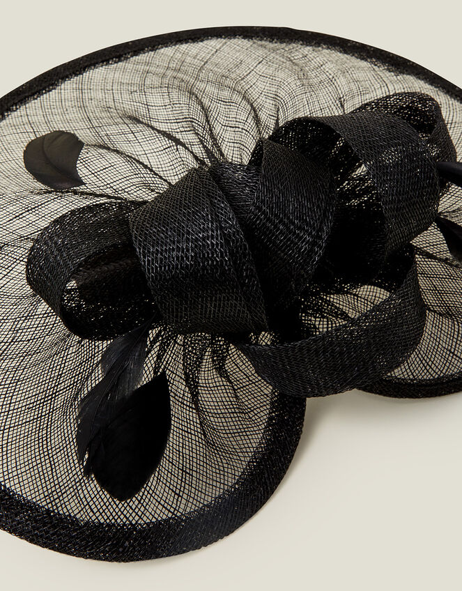 Bow Disc Fascinator, Black (BLACK), large