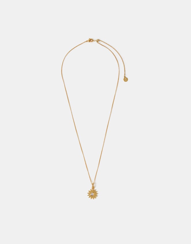 14ct Gold-Plated Sun Pendant Necklace, , large