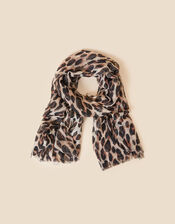Leopard Print Scarf in Recycled Polyester, , large