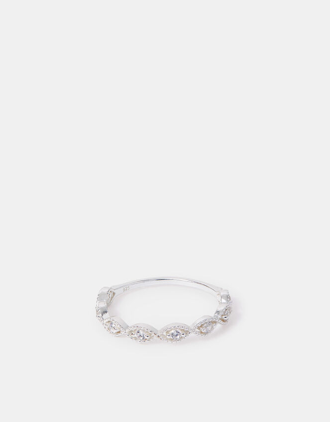 Sterling Silver Sparkle Weave Band Ring, White (ST CRYSTAL), large