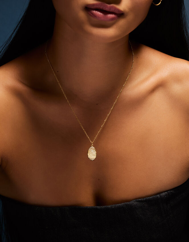 14ct Gold-Plated Drusy Pendant Necklace, , large