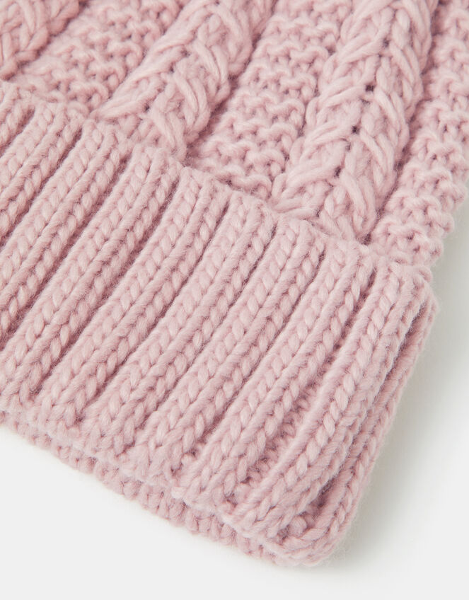 Faux Fur Pom Beanie Hat, Pink (PINK), large