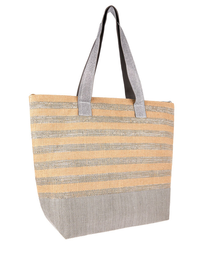 Glitter Stripe Tote Bag with Matching Pouch., , large