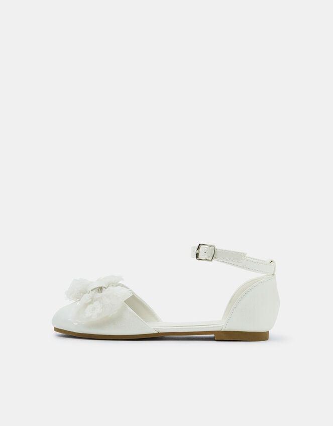 Girls Sequin Bow Flats , Ivory (IVORY), large