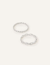 Crossover Band Rings Set of Two, Silver (SILVER), large