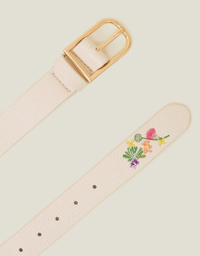 Embroidered Belt, Cream (CREAM), large
