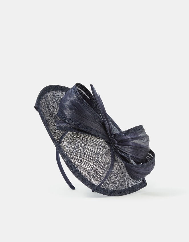 Bow Teardrop Fascinator, Blue (NAVY), large