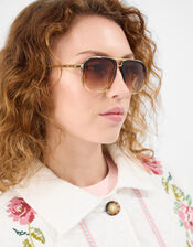 Ombr&eacute; Aviator Sunglasses, , large