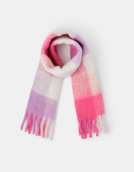 Girls Check Blanket Scarf, , large