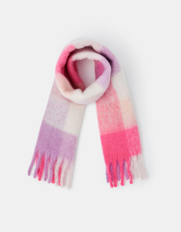 Girls Check Blanket Scarf, , large