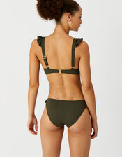 Textured Frill Bikini Top, Green (KHAKI), large