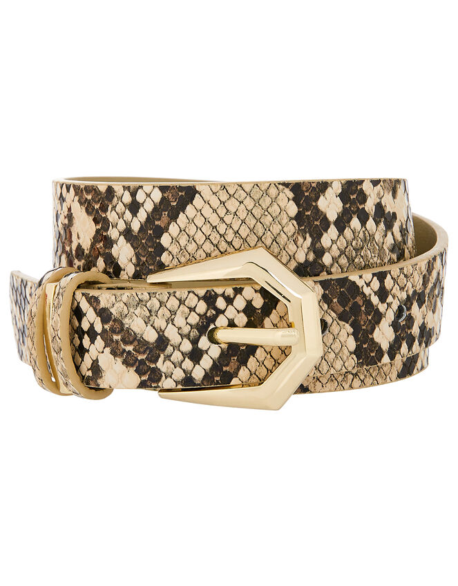 Snake Print Belt, Nude (NUDE), large
